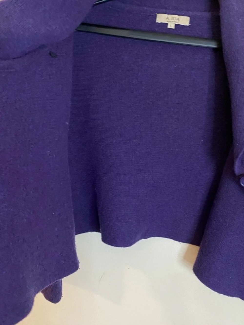 A.ida Made in Italy Purple Wool Blend Buttoned Crop Shawl Collar - Picture 7 of 9